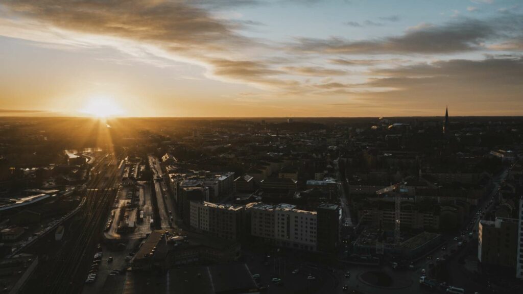 vybild soluppgång över Linköping