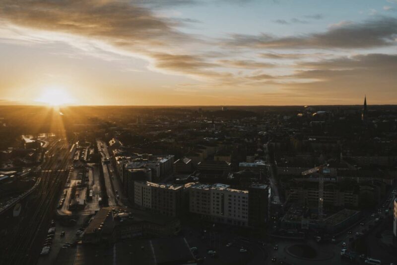 vybild soluppgång över Linköping