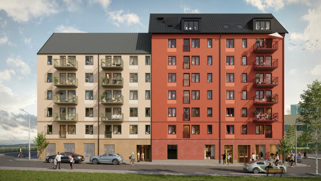 Visualiseringsbild av nyproduktion på Folkungavallen, Häcklöparen