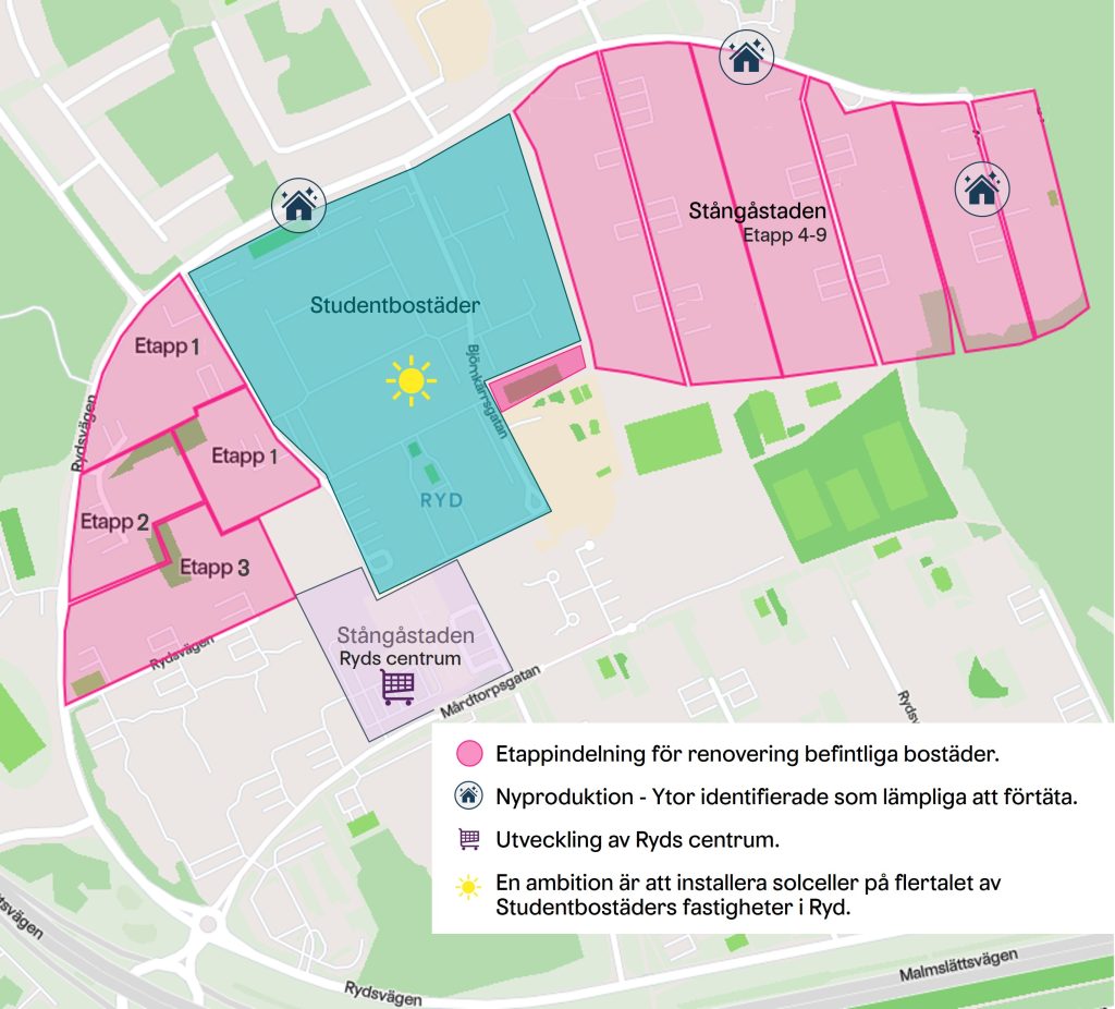 Översiktsbild över kommande satsningar i Ryd.